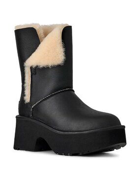 UGG ESMEE LEATHER BOOTS | Black | 8 | NWT